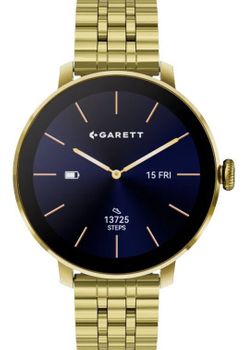 Smartwatch damski Garett Muse stalowy złoty AMOLED 1,19″ + biały pasek (4).jpg